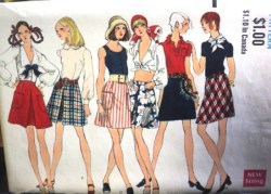 7746 SIMPLICITY 1968 SHORTER  PLEATS OR NOT A-SKIRTS PATTERN 24'', 27'' WAIST